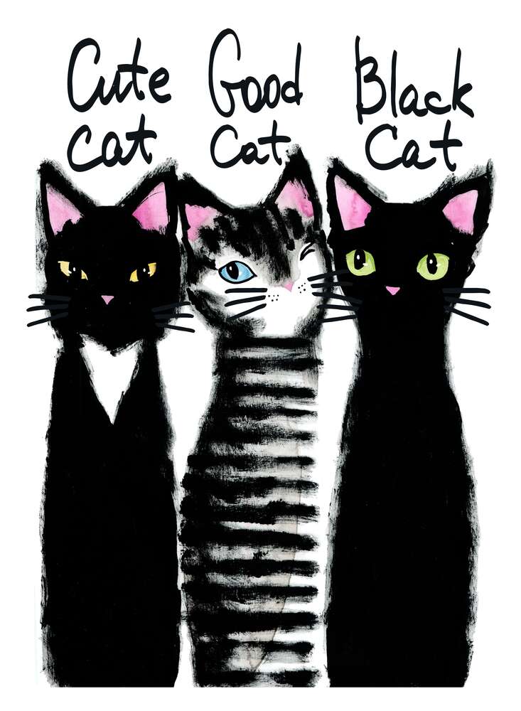 картина-постер Витончені силуети трьох чорних котів