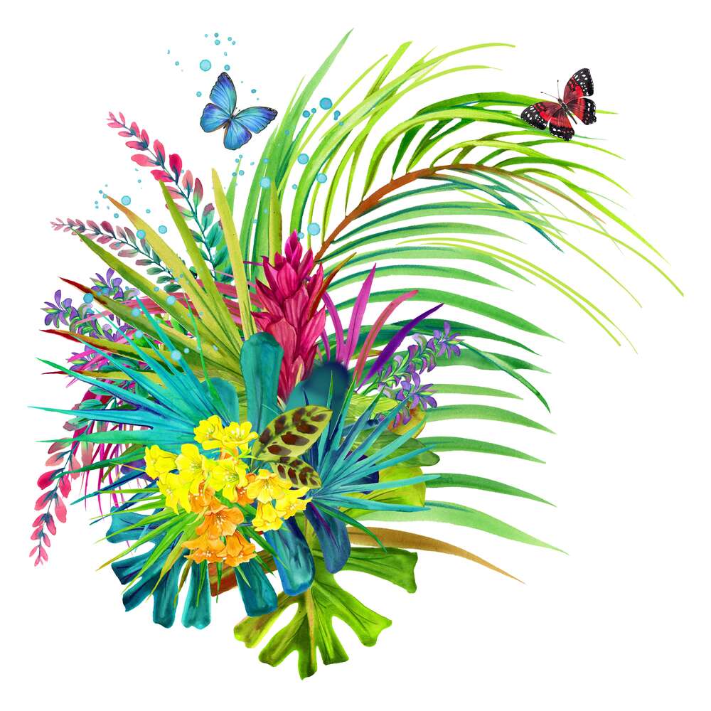 картина-постер Прямо з джунглів: яскравий букет тропічних квітів