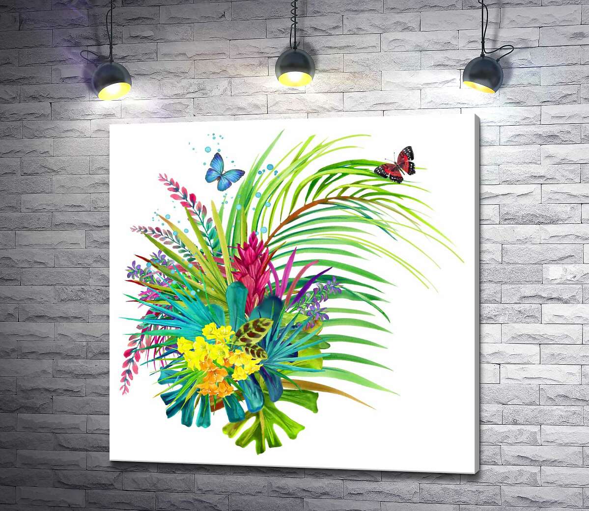 картина Прямо з джунглів: яскравий букет тропічних квітів