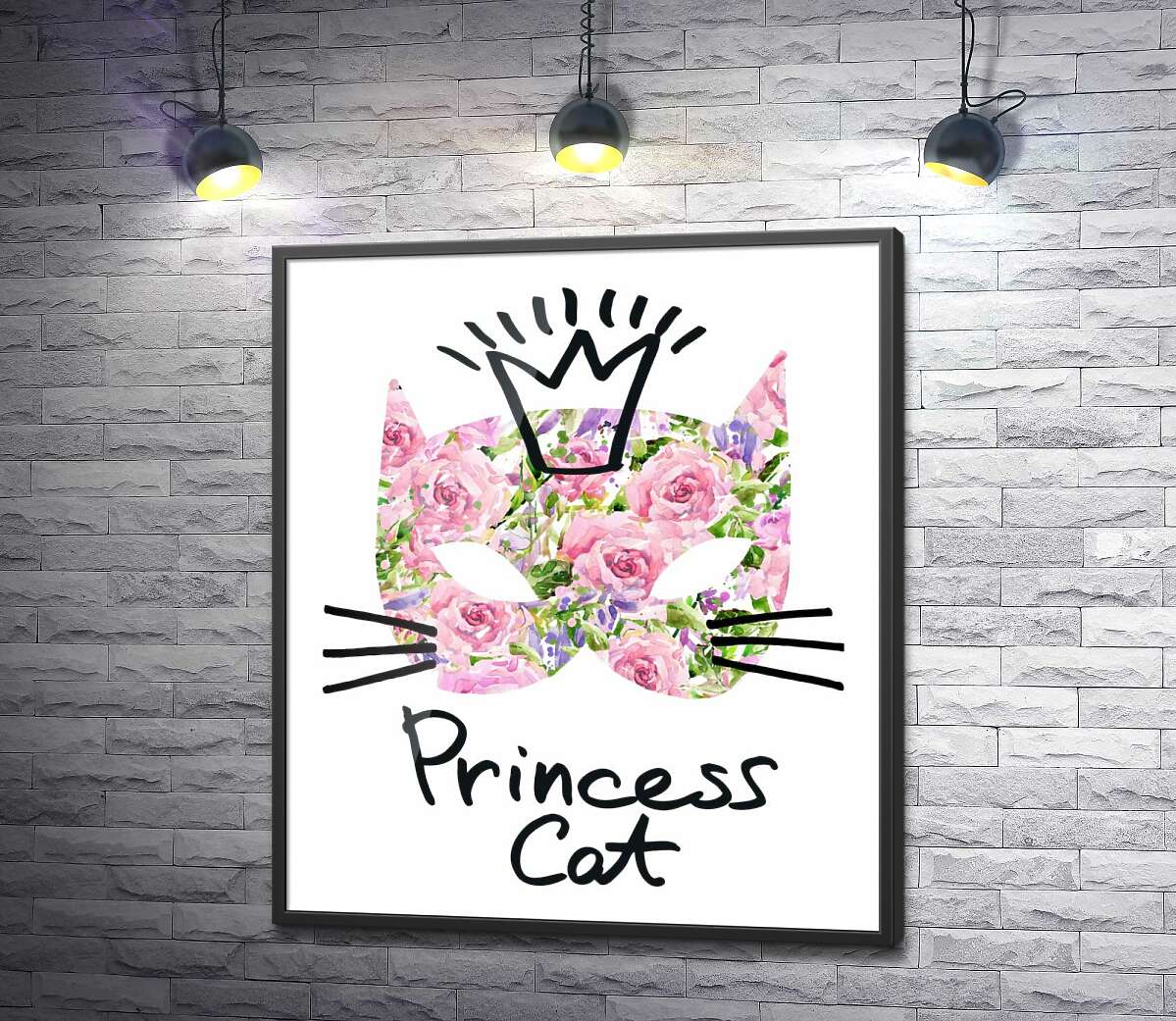 постер Розовая маска кота с надписью "princess cat"