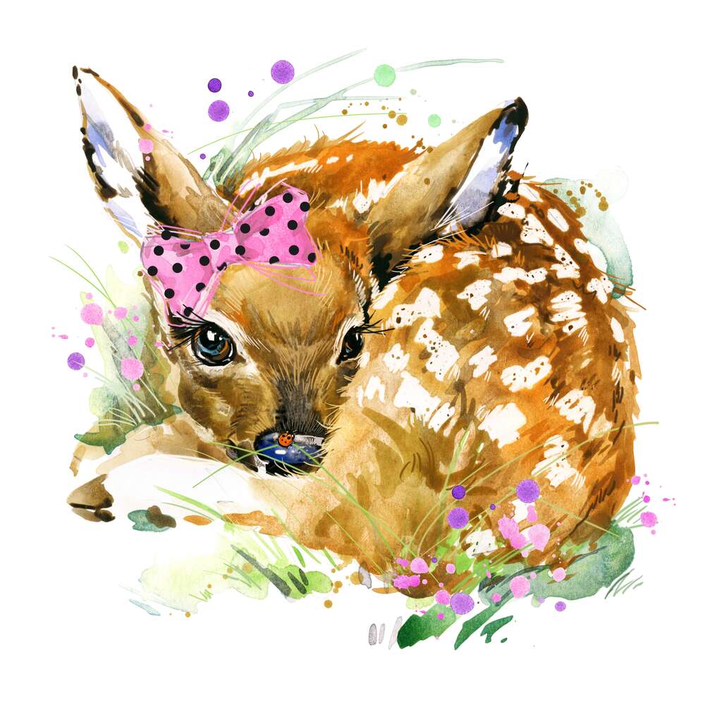 картина-постер Плямисте оленя відпочиває у траві