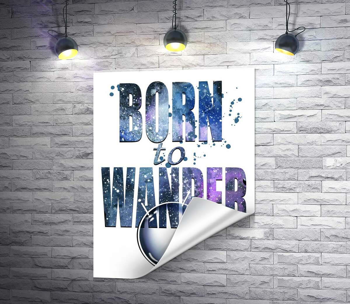 друк Космічний напис "born to wander"