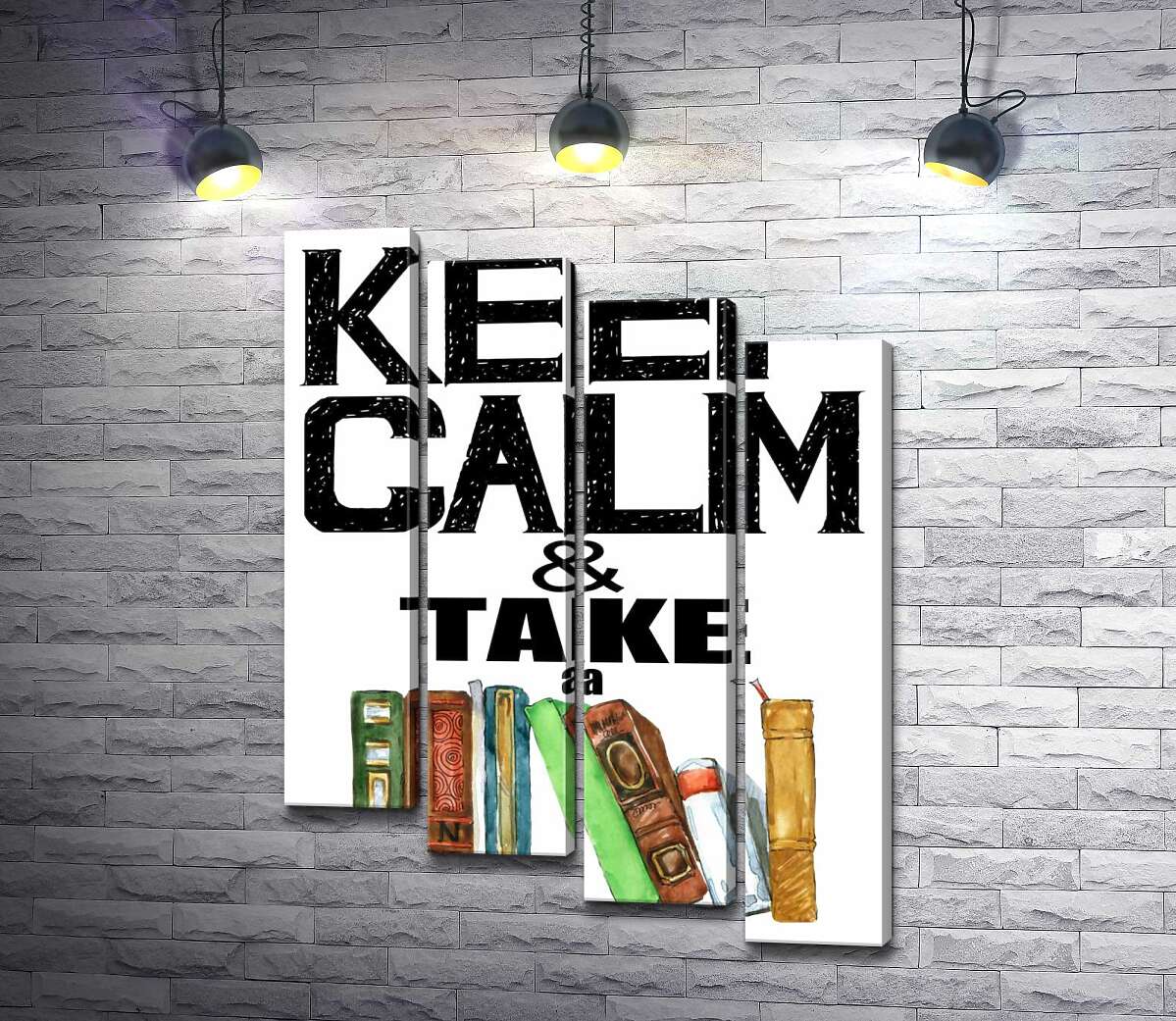 модульная картина Надпись с книгами "keep calm and take a book" (Модуль №19)