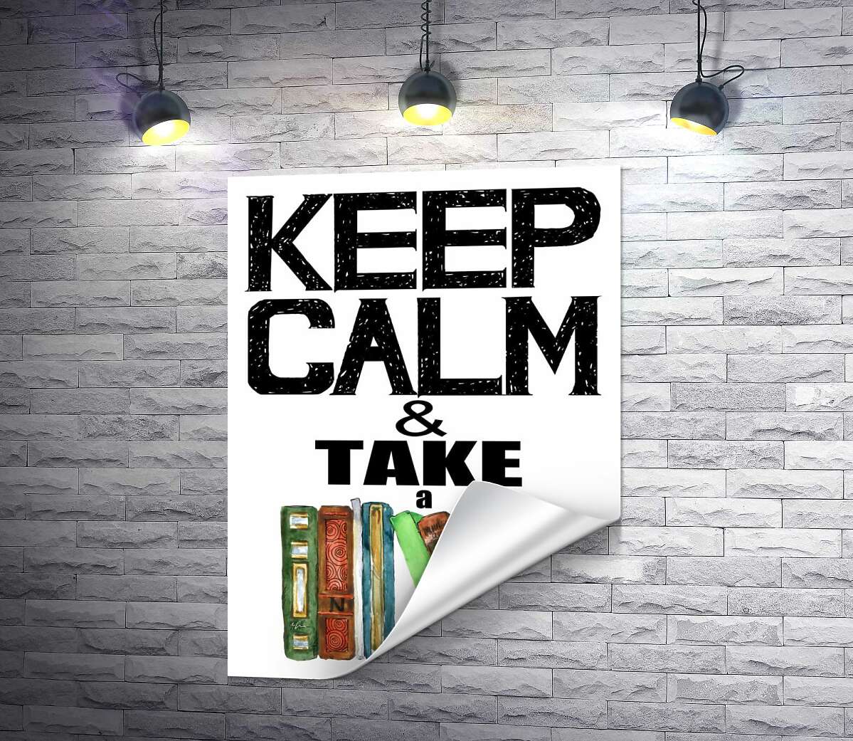 друк Напис із книгами "keep calm and take a book"
