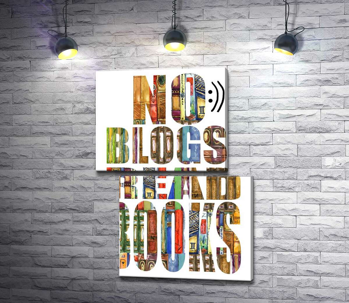модульна картина Візерунок з книг на написі "No blogs! Read books" (Модуль №8)