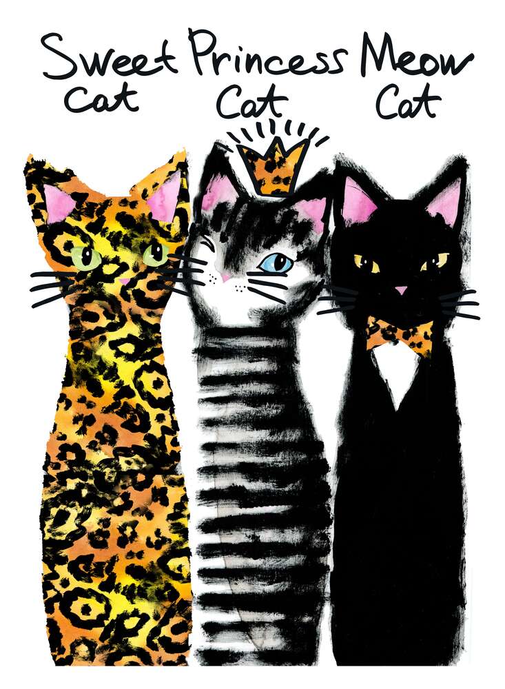 картина-постер Три кота с леопардовыми элементами