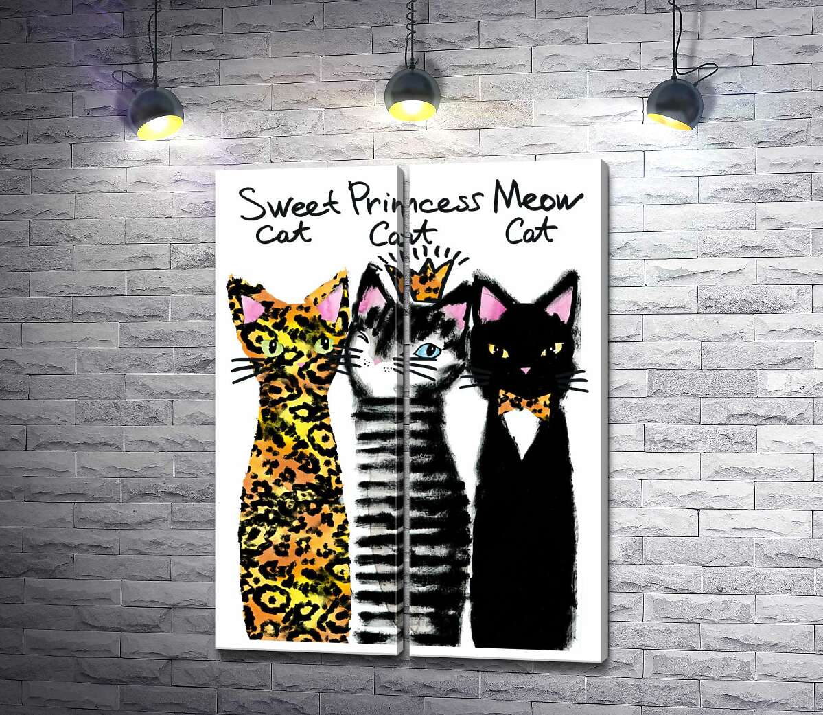 модульна картина Три коти з леопардовими елементами