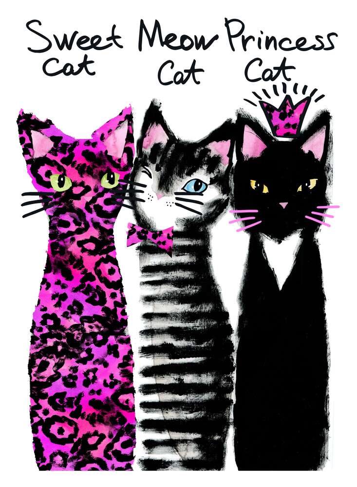 картина-постер Коты с розовыми акцентами
