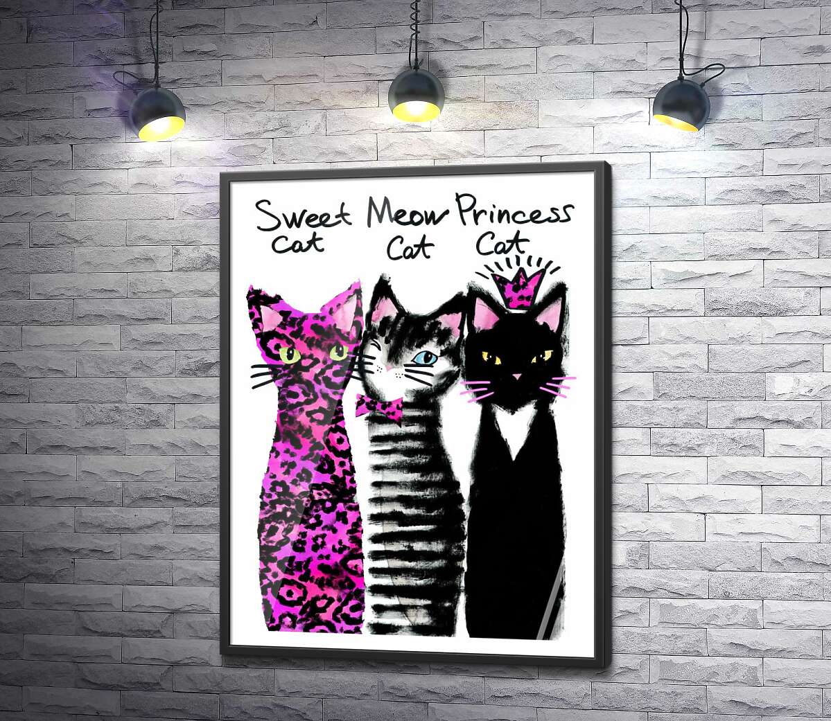 постер Коти з рожевими акцентами