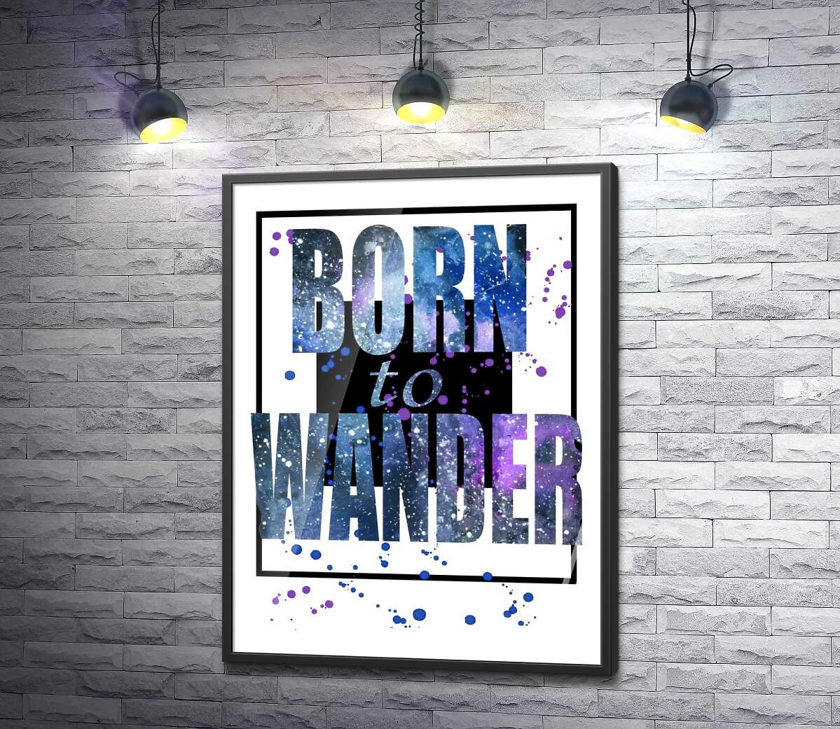 постер Космическая надпись в синих тонах "born to wander"