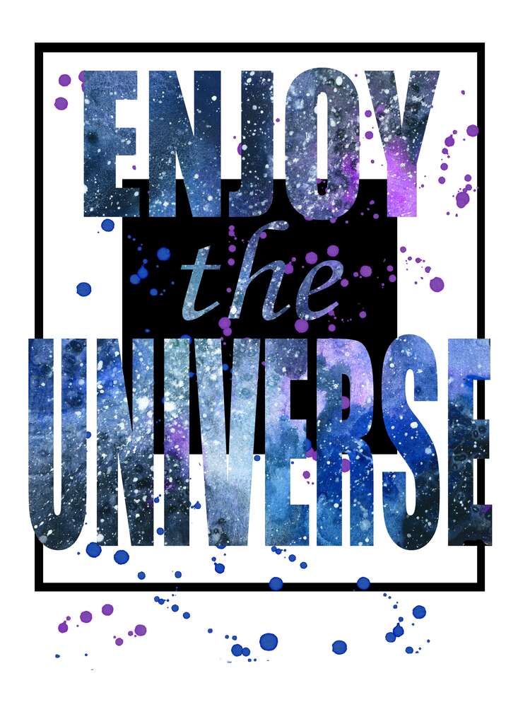 картина-постер Космическая надпись в черной рамке "enjoy the universe"
