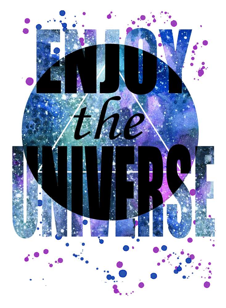картина-постер Надпись "enjoy the universe" на круглом фоне