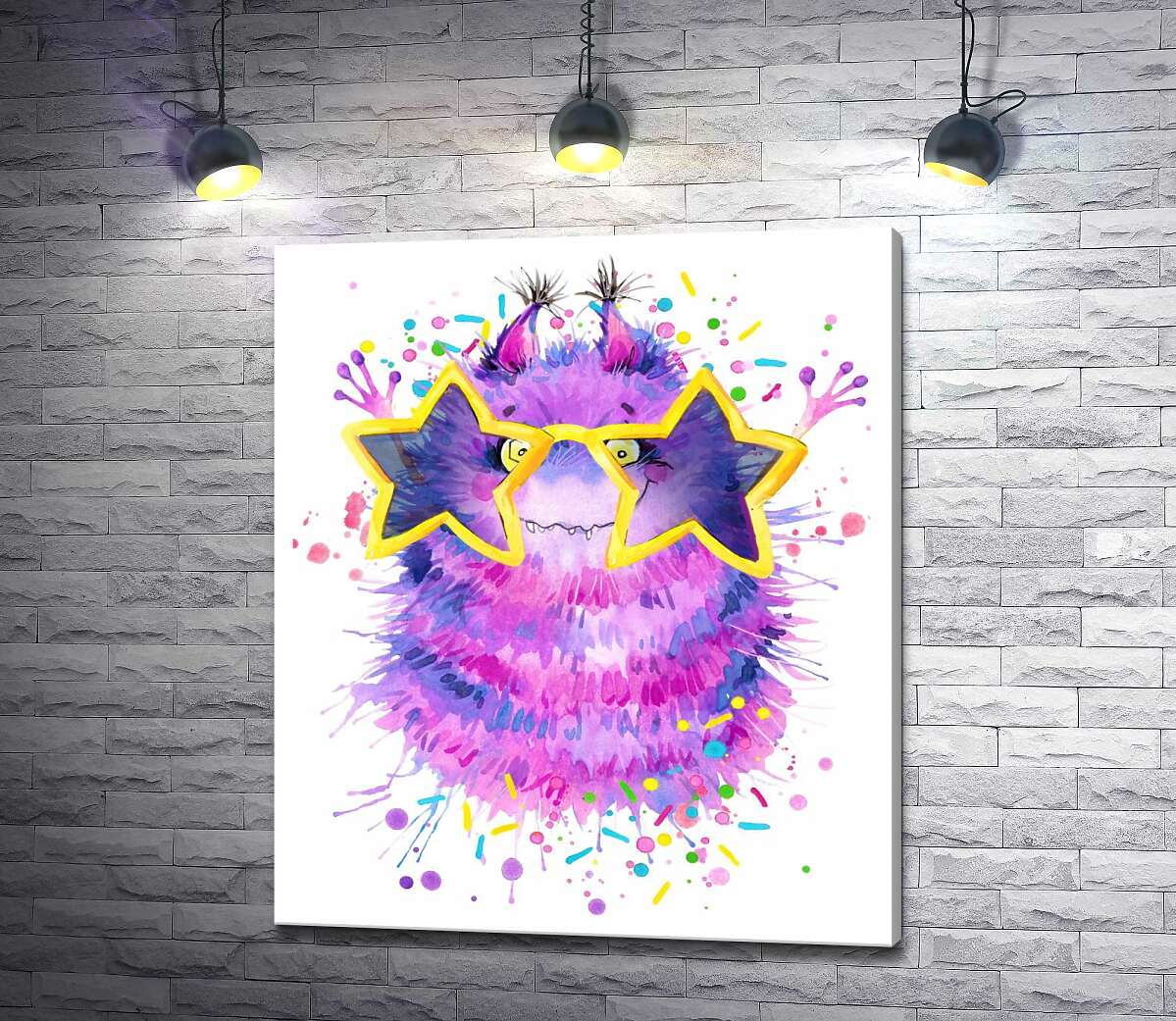 картина Фиолетовый пушистый монстр в звездных очках