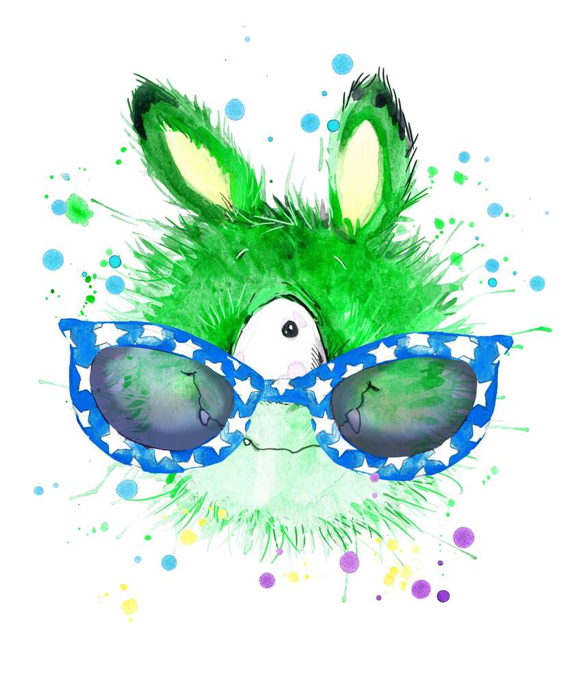 картина-постер Зелений циклоп в синіх окулярах