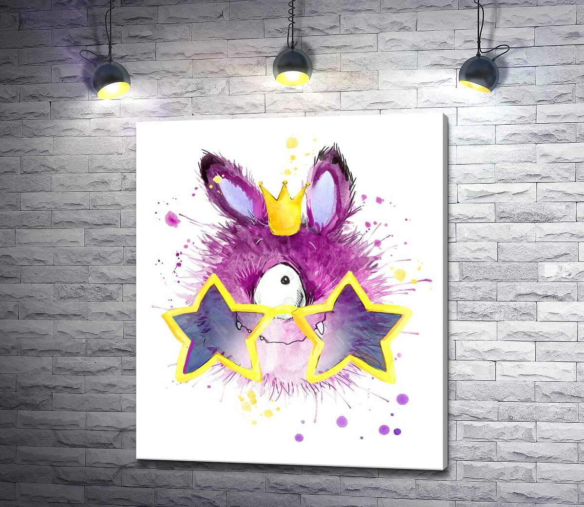 картина Фиолетовый циклоп в короне и очках