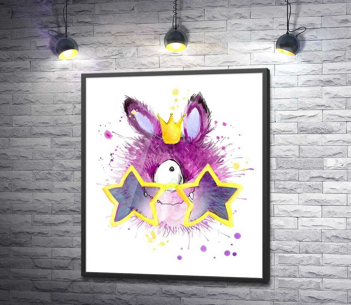постер Фіолетовий циклоп в короні та окулярах