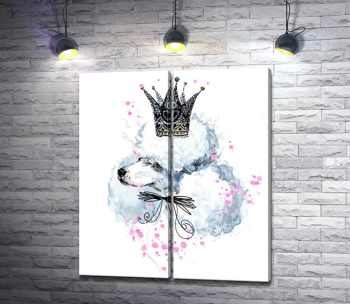 модульная картина Элегантный пудель с ажурной короной на голове