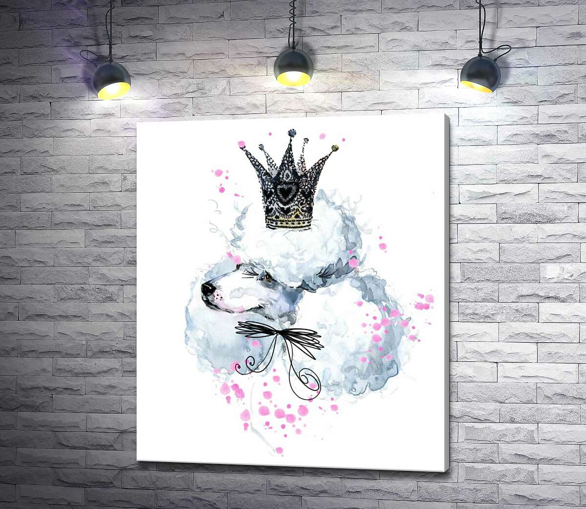 картина Элегантный пудель с ажурной короной на голове