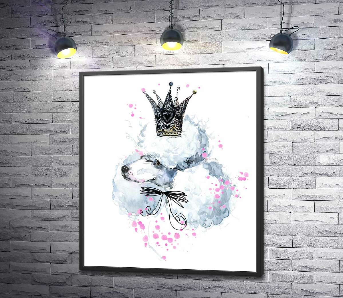 постер Элегантный пудель с ажурной короной на голове