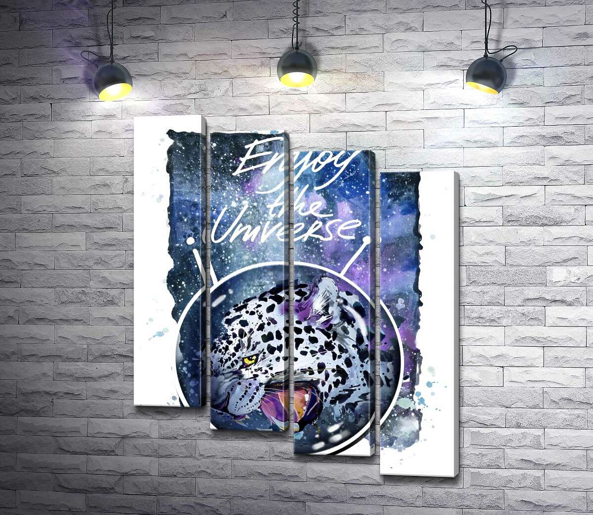 модульна картина Плямистий леопард в космосі під назвою "Enjoy the Universe" (Модуль №19)