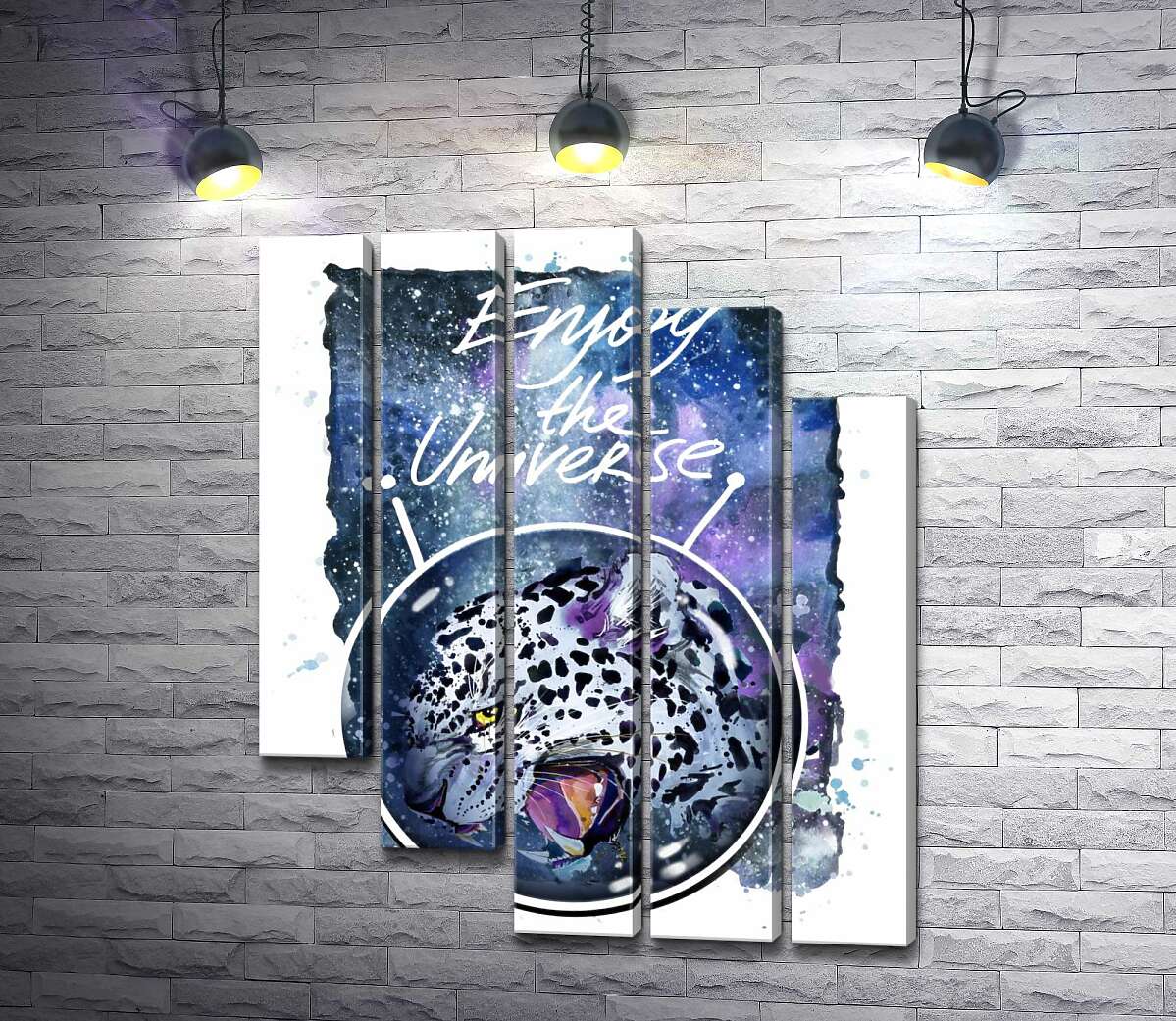 модульная картина Пятнистый леопард в космосе под названием "Enjoy the Universe" (Модуль №28)