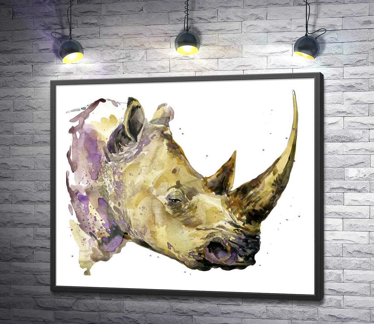 постер Акварельный профиль носорога
