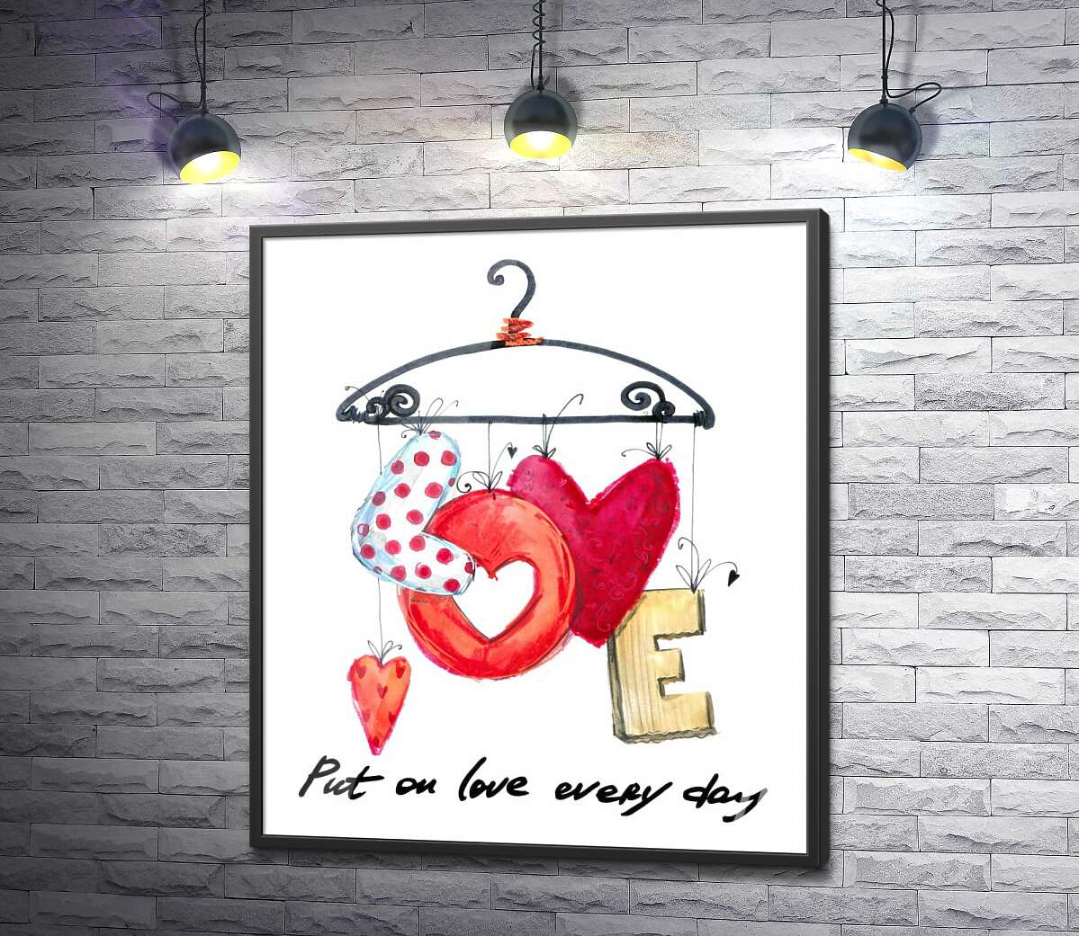 постер Кольорові літери "love" висять на вішалці