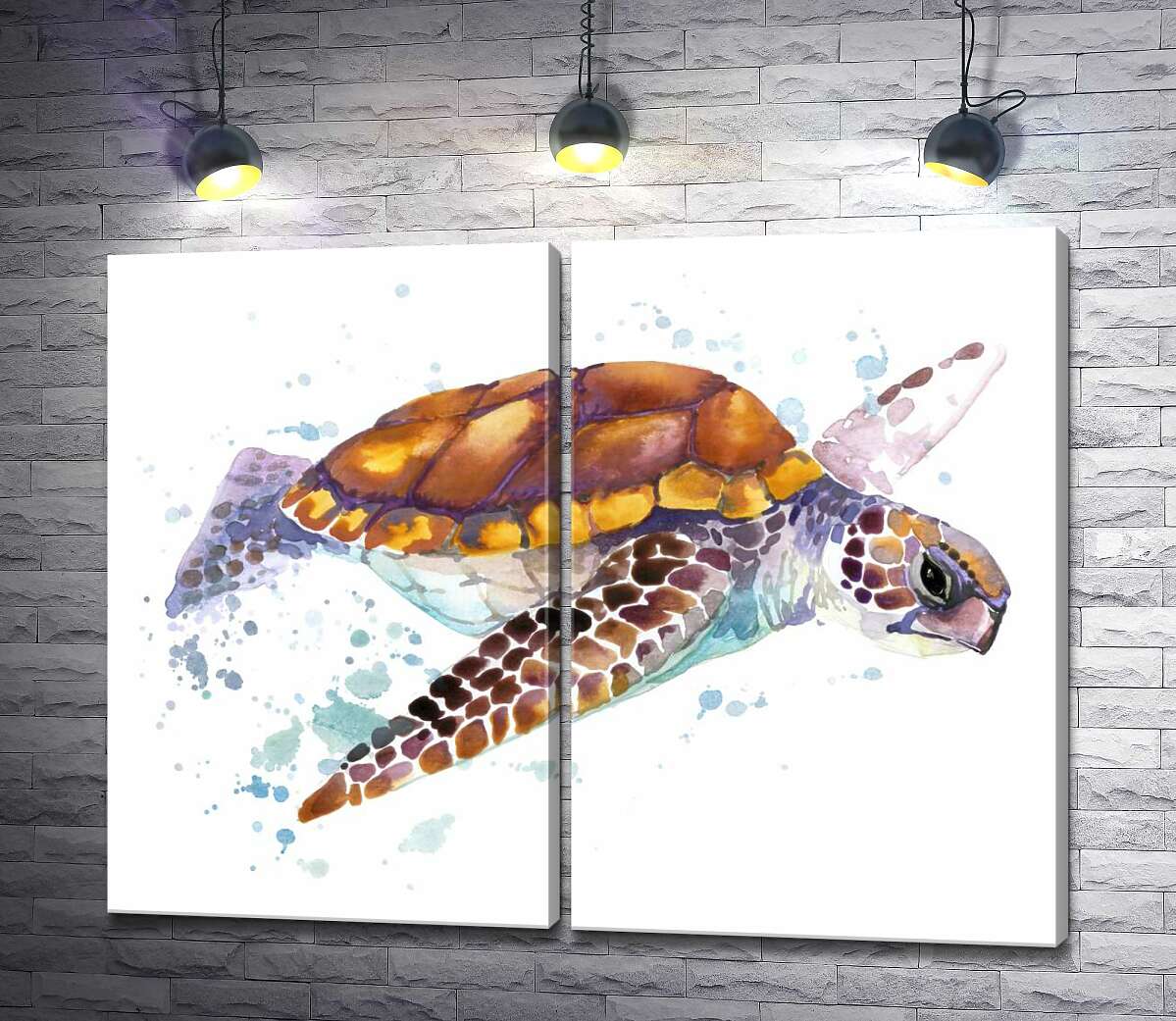 модульная картина Морская черепаха спокойно плывет мимо