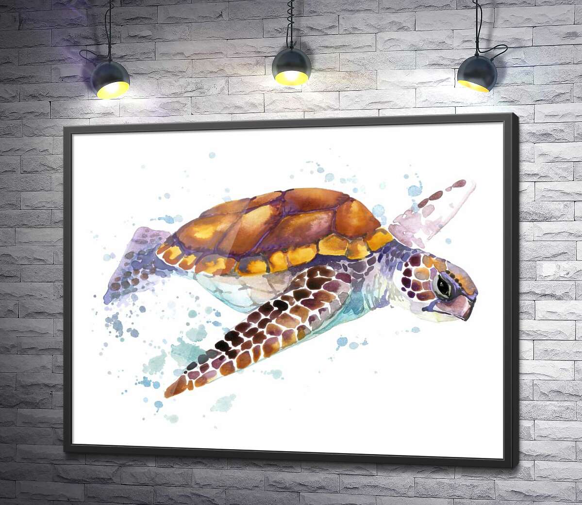 постер Морська черепаха спокійно пливе повз