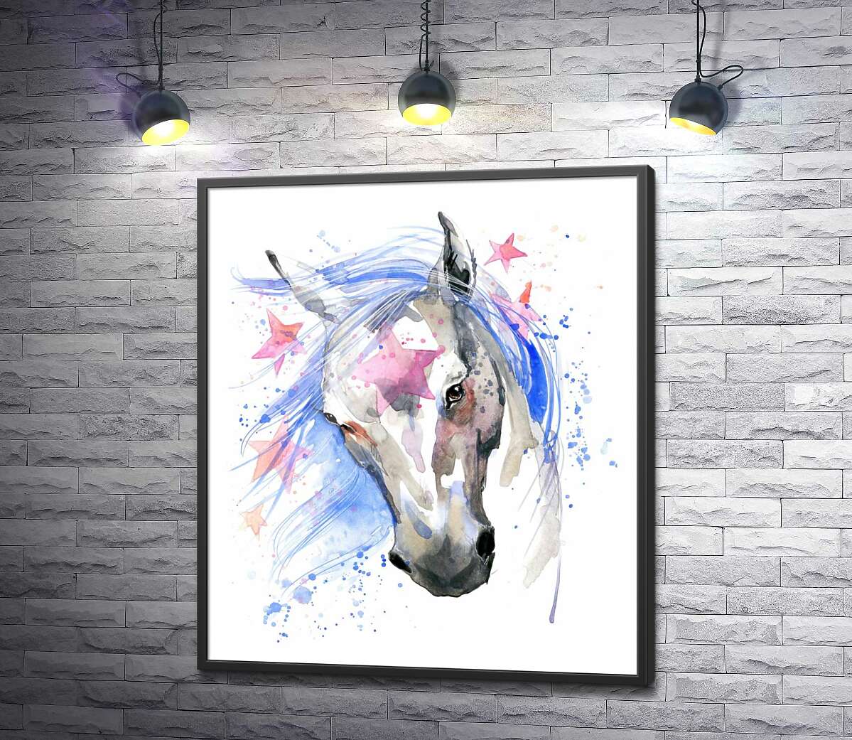 постер Рожеві зірки заплутались у блакитній гриві фантастичного коня