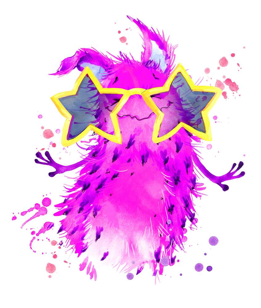 картина-постер Веселий рожевий монстр танцює в окулярах