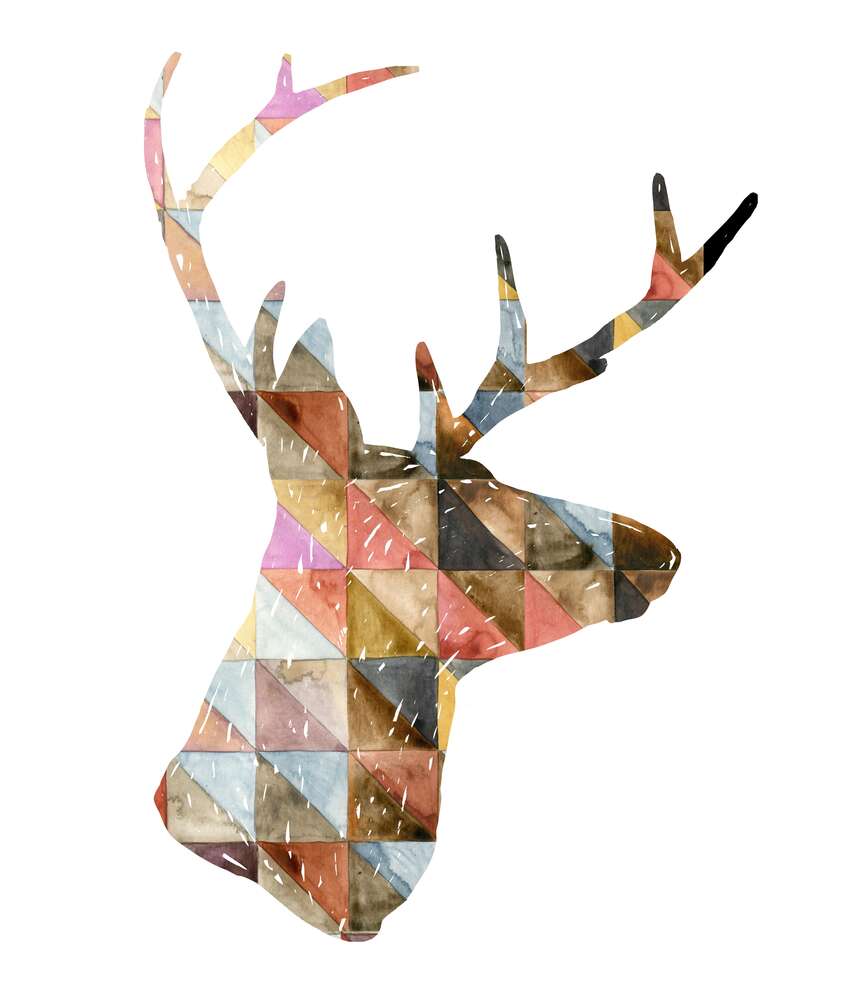 картина-постер Геометричний силует оленя