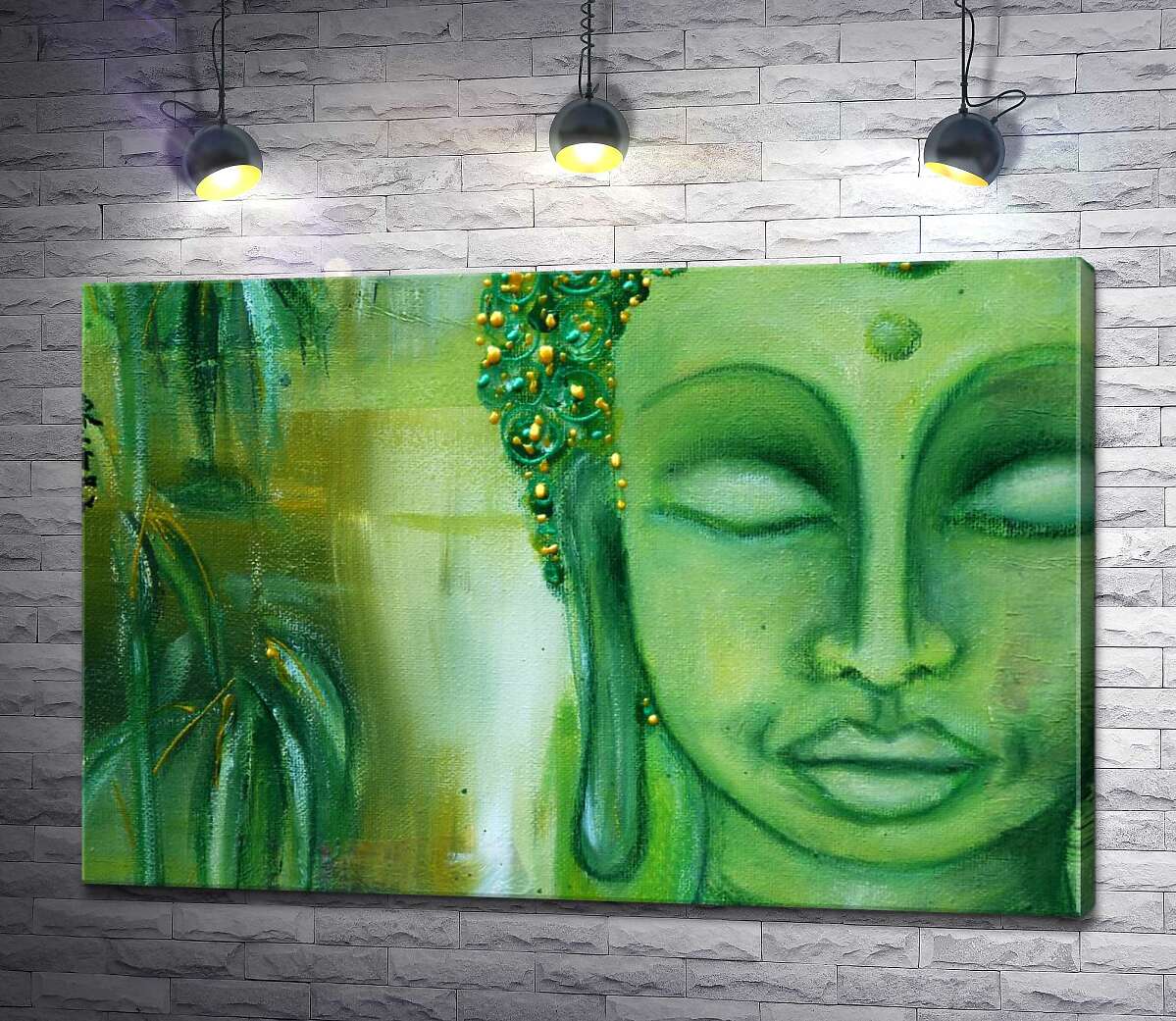 картина Лицо Будды в зеленых тонах
