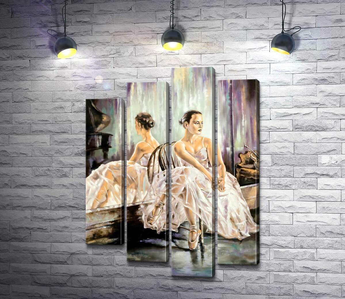 модульная картина Стройная балерина отдыхает на репетиции (Модуль №3)