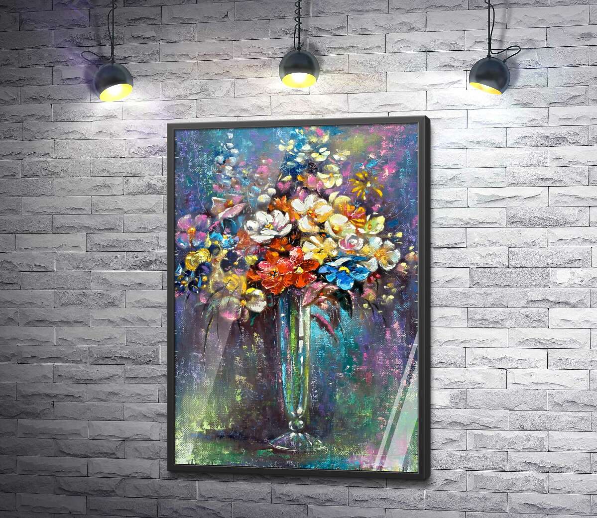 постер Пышный букет цветов в стройной вазе