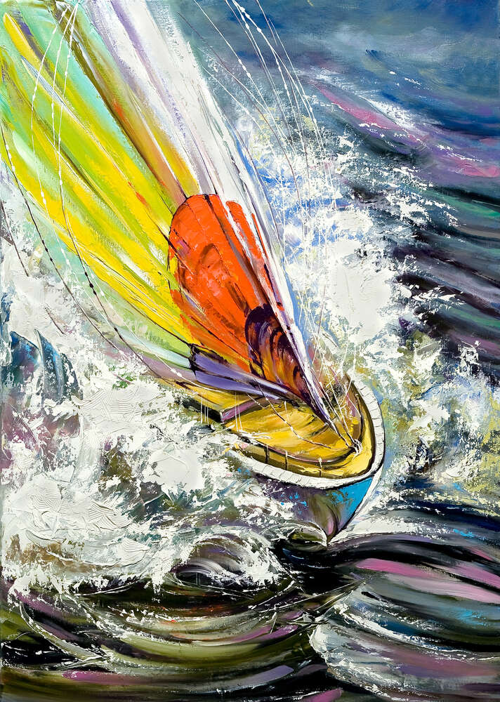 картина-постер Морские волны омывают нос яхты