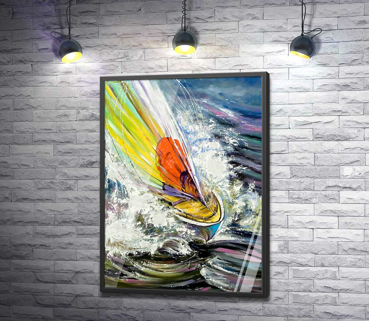 постер Морські хвилі омивають ніс яхти