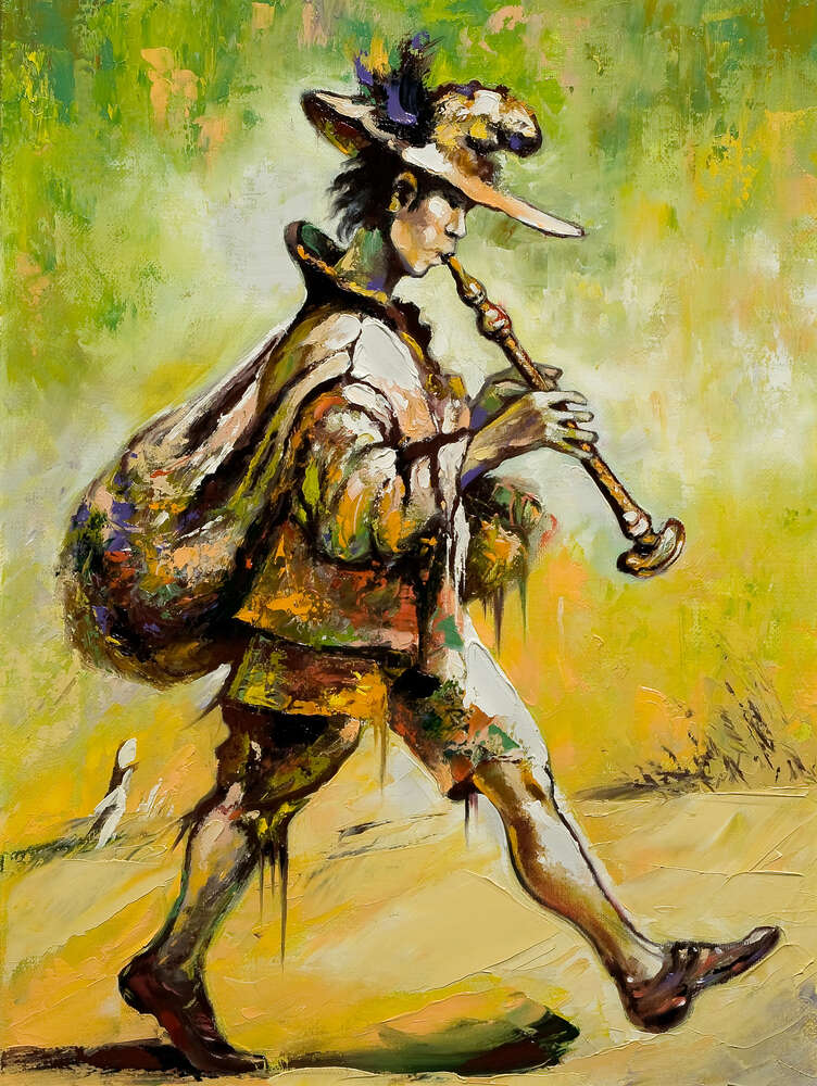 картина-постер Бедный трубадур шагает по дороге