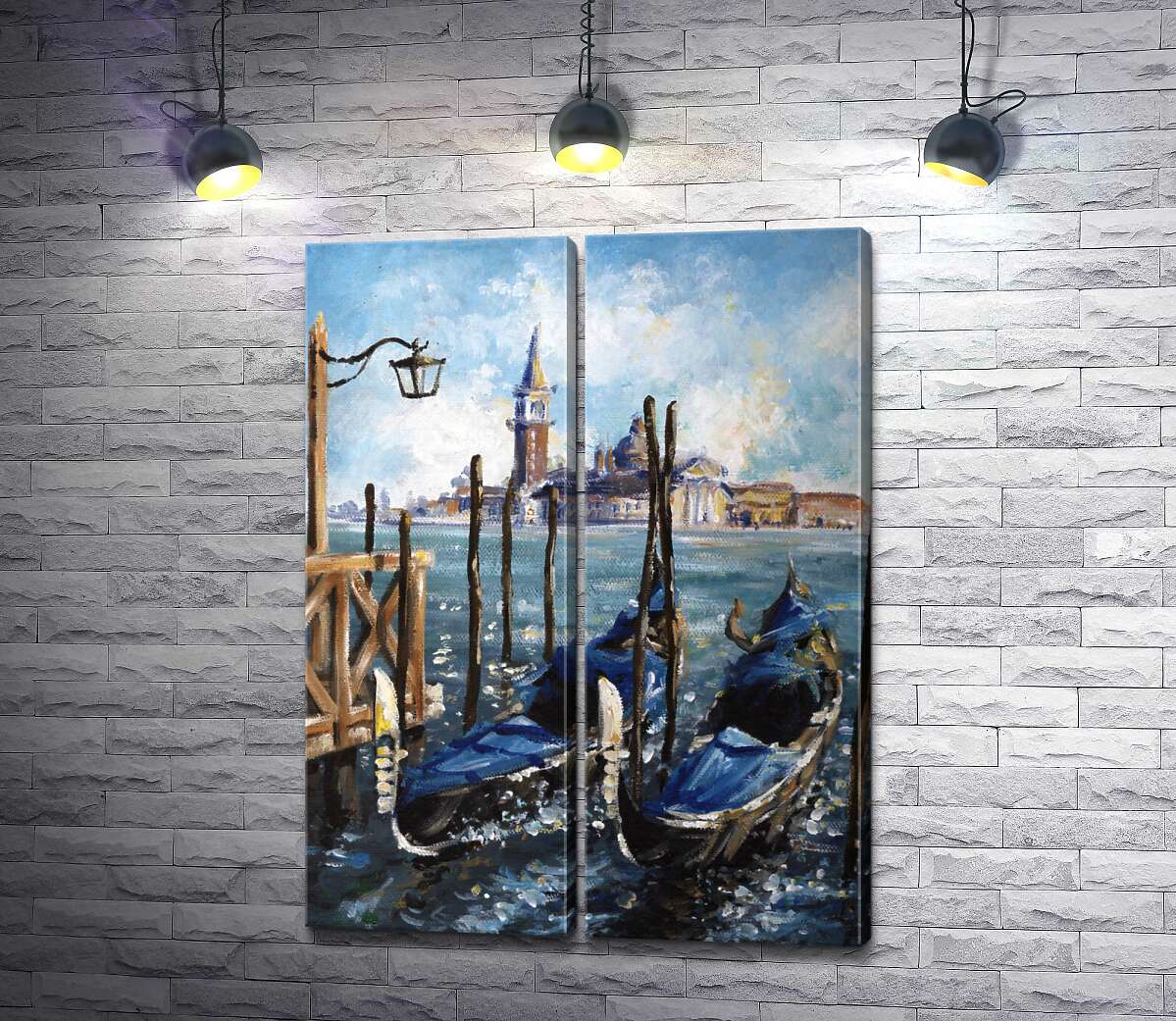 модульная картина Венецианские гондолы у причала