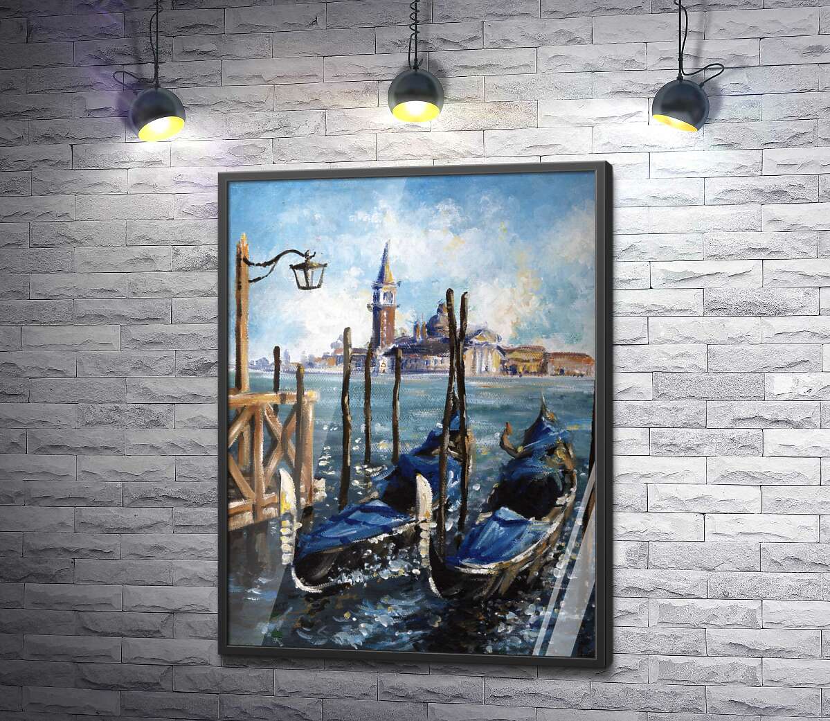постер Венецианские гондолы у причала