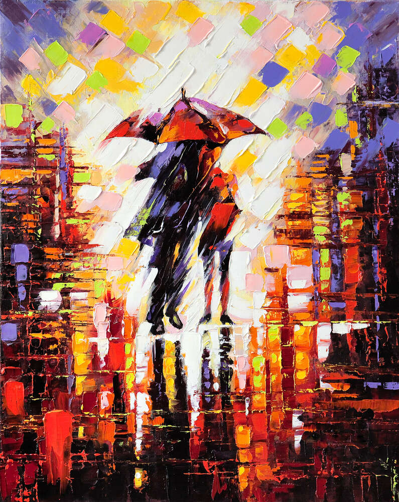 картина-постер Пара людей йде під зонтиком