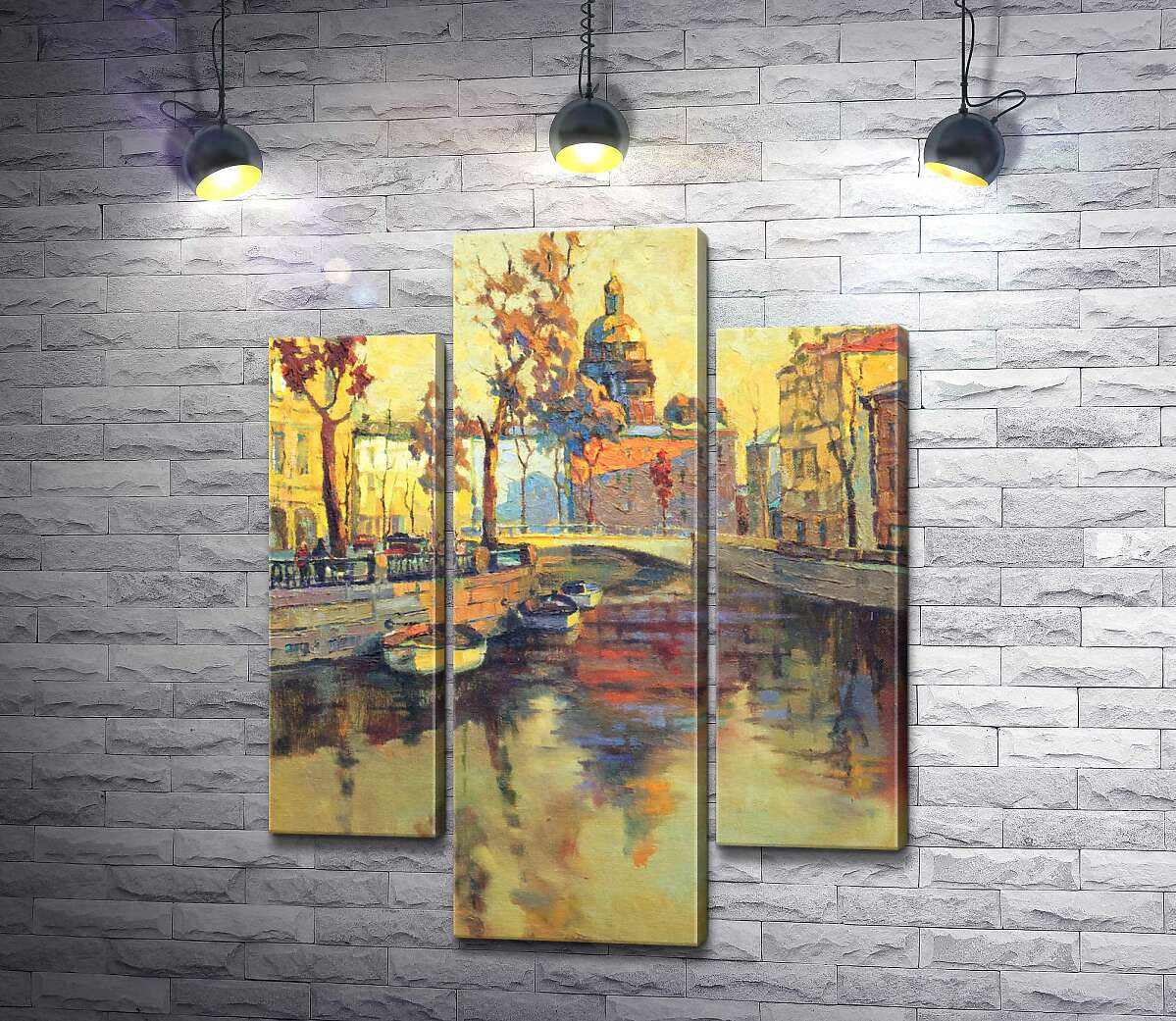 модульная картина Вид на силуэт собора за водами реки в Санкт-Петербурге (Модуль №10)