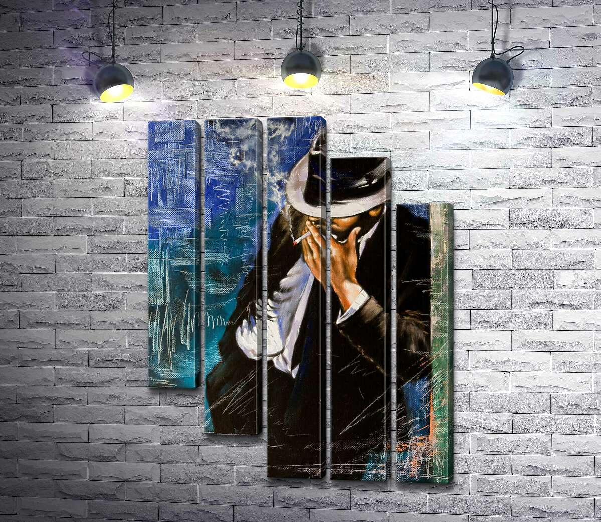 модульна картина Чоловік, що курить, сперся на стіну (Модуль №28)