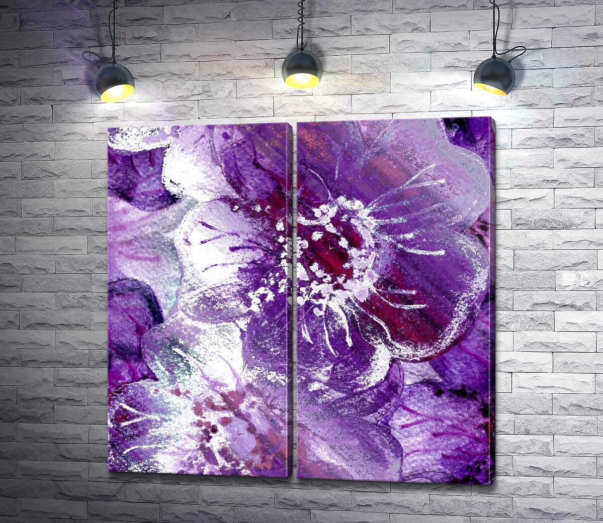 модульная картина Нежный узор из фиолетовых цветов