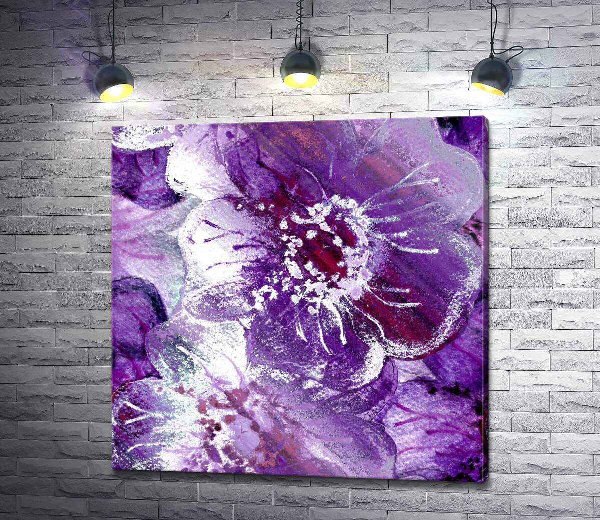 картина Нежный узор из фиолетовых цветов