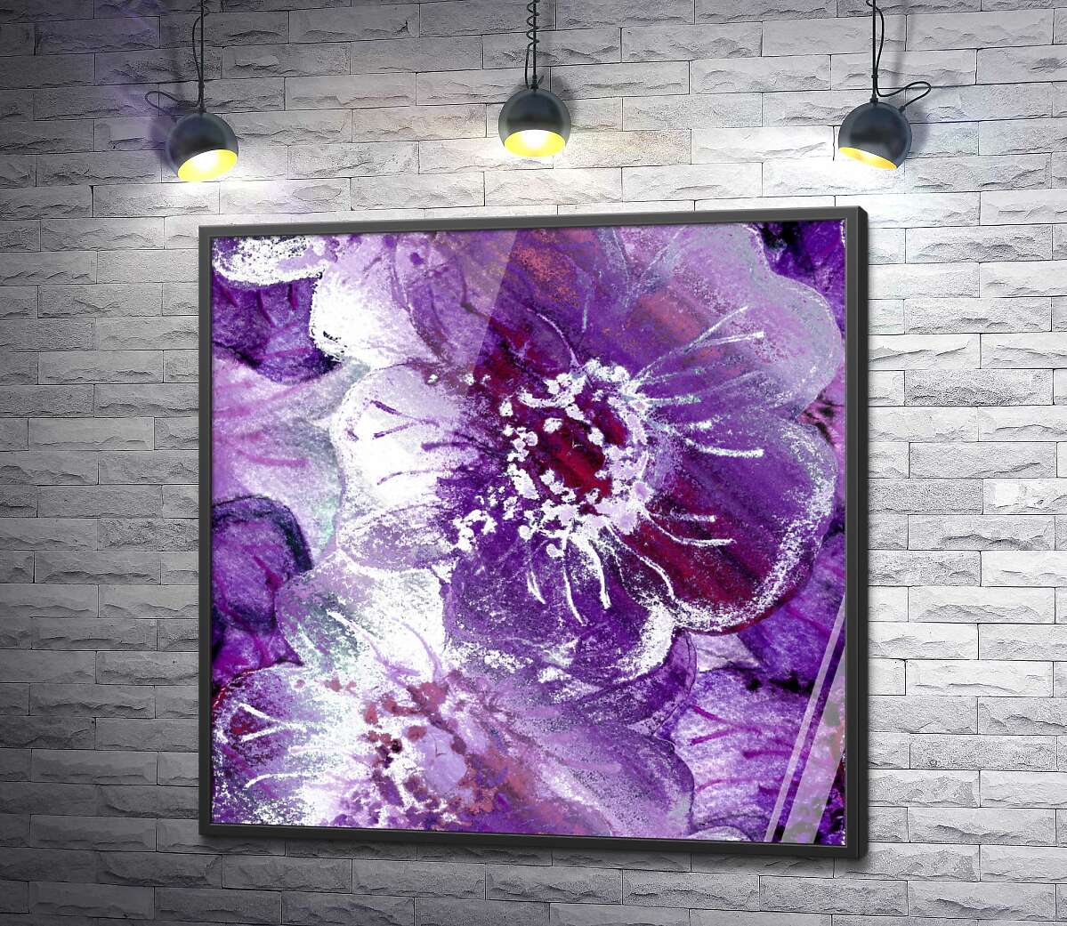 постер Нежный узор из фиолетовых цветов