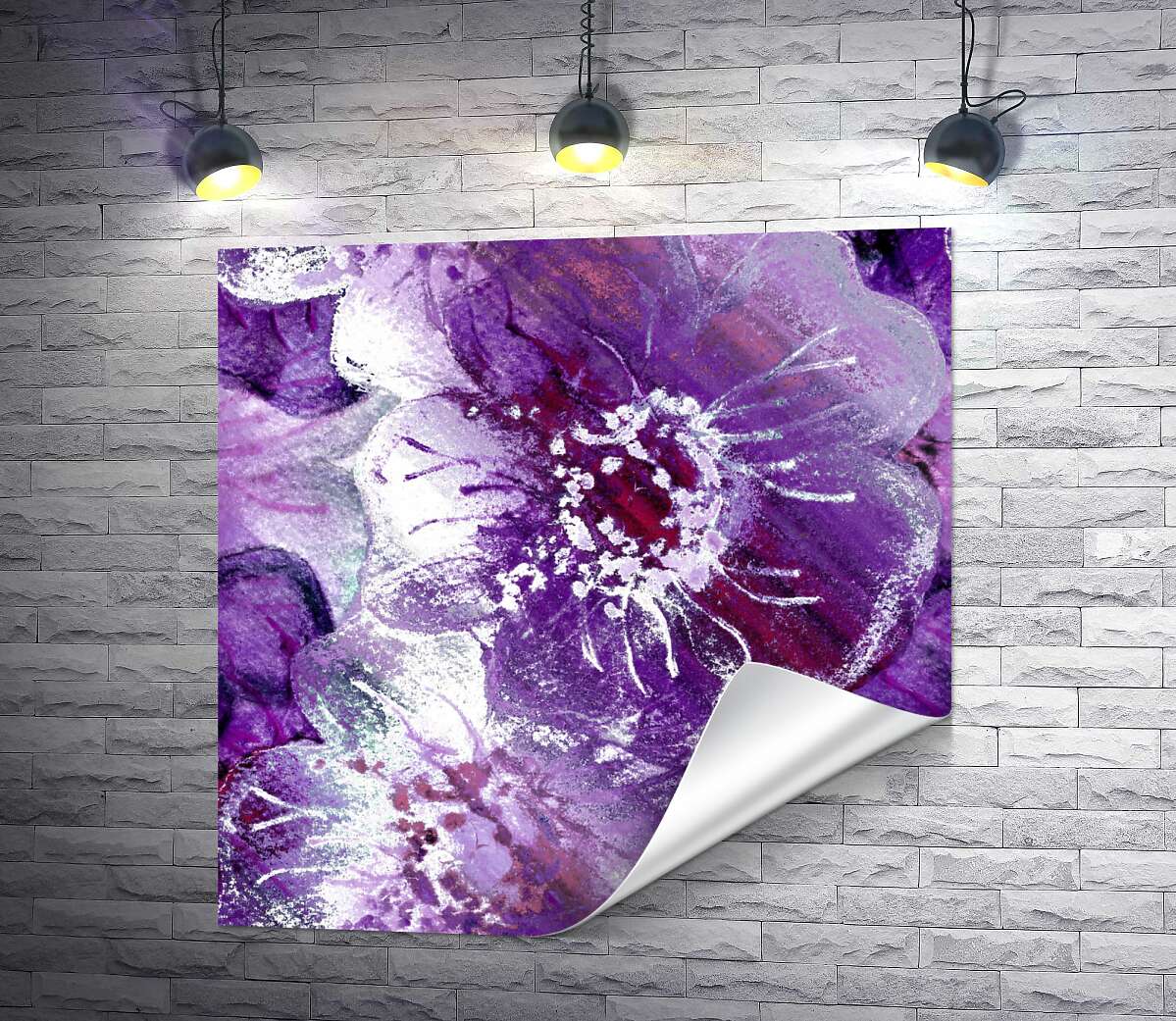 друк Ніжний візерунок з фіолетових квітів