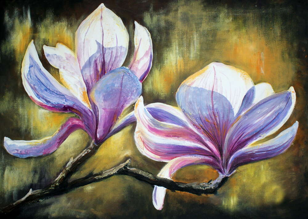 картина-постер Пишні квіти магнолії цвітуть на гілці