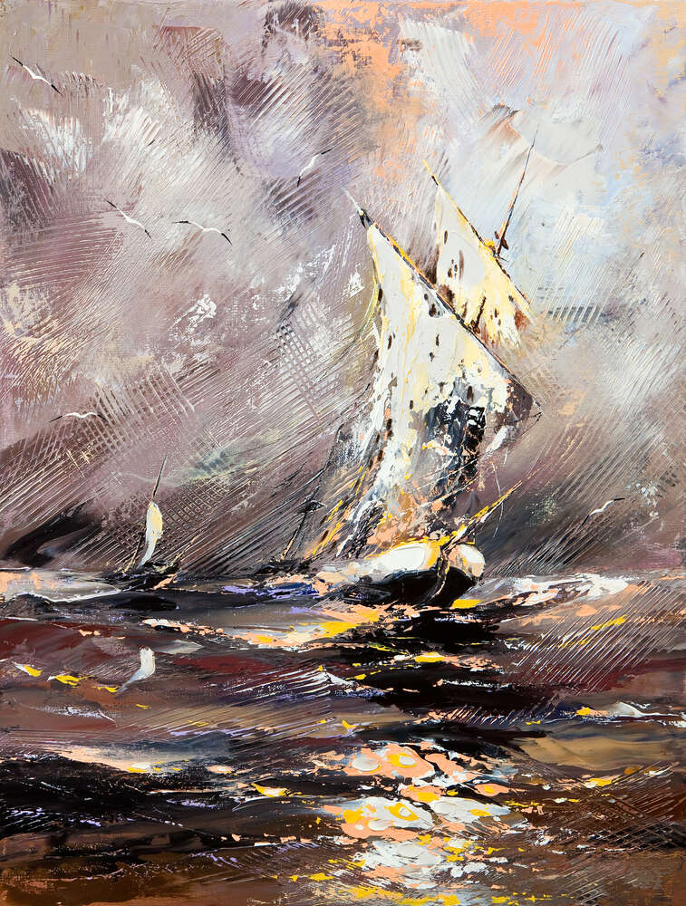 картина-постер Корабли плывут по темным водам