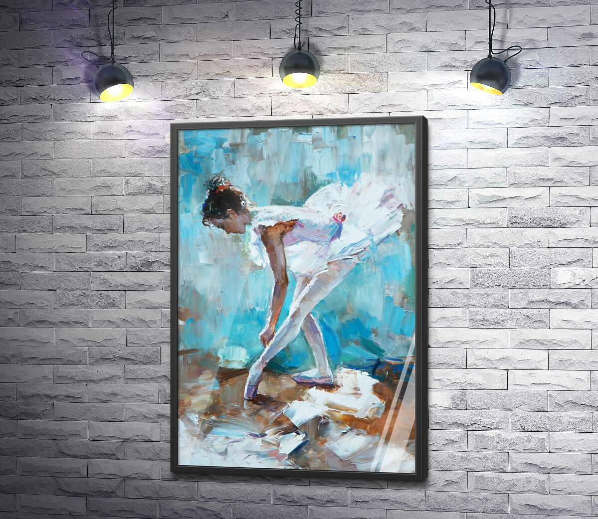 постер Маленька балерина зав'язує пуанти